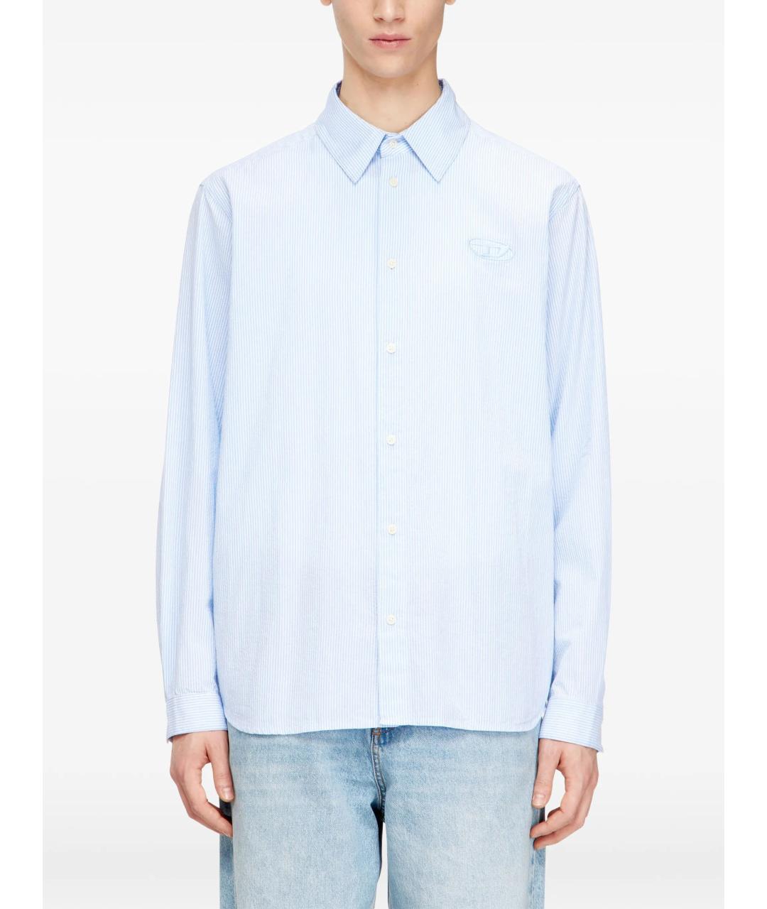 DIESEL Голубая хлопковая кэжуал рубашка, фото 3