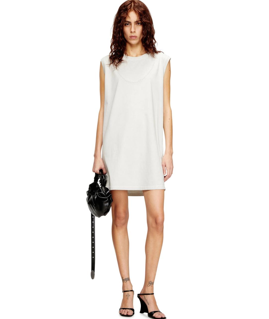 DIESEL Белое хлопковое повседневное платье, фото 2