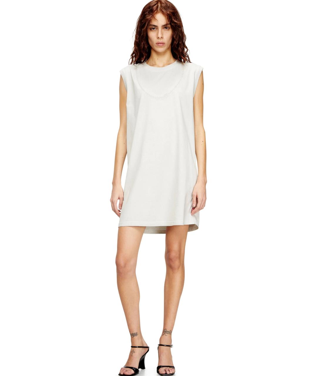 DIESEL Белое хлопковое повседневное платье, фото 3