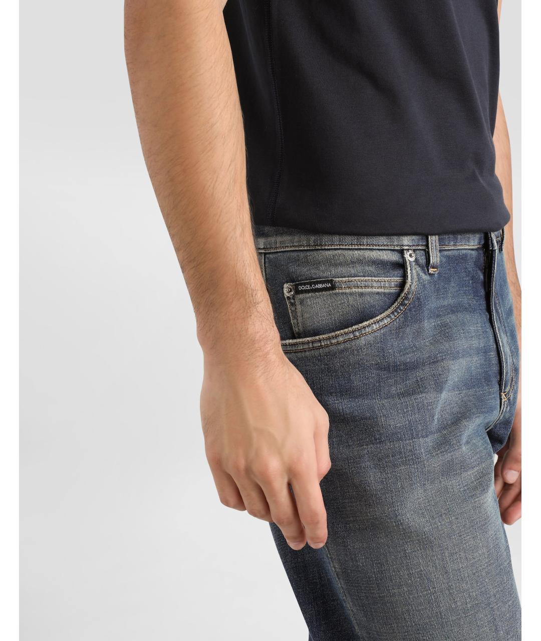 DOLCE&GABBANA Синие хлопковые прямые джинсы, фото 4
