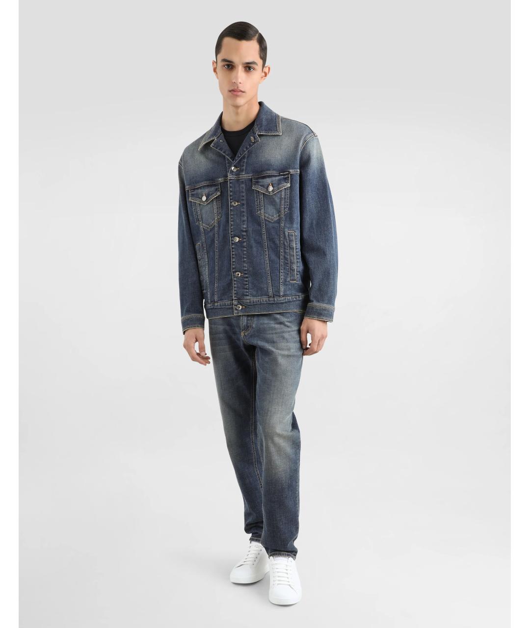 DOLCE&GABBANA Синие хлопковые прямые джинсы, фото 2