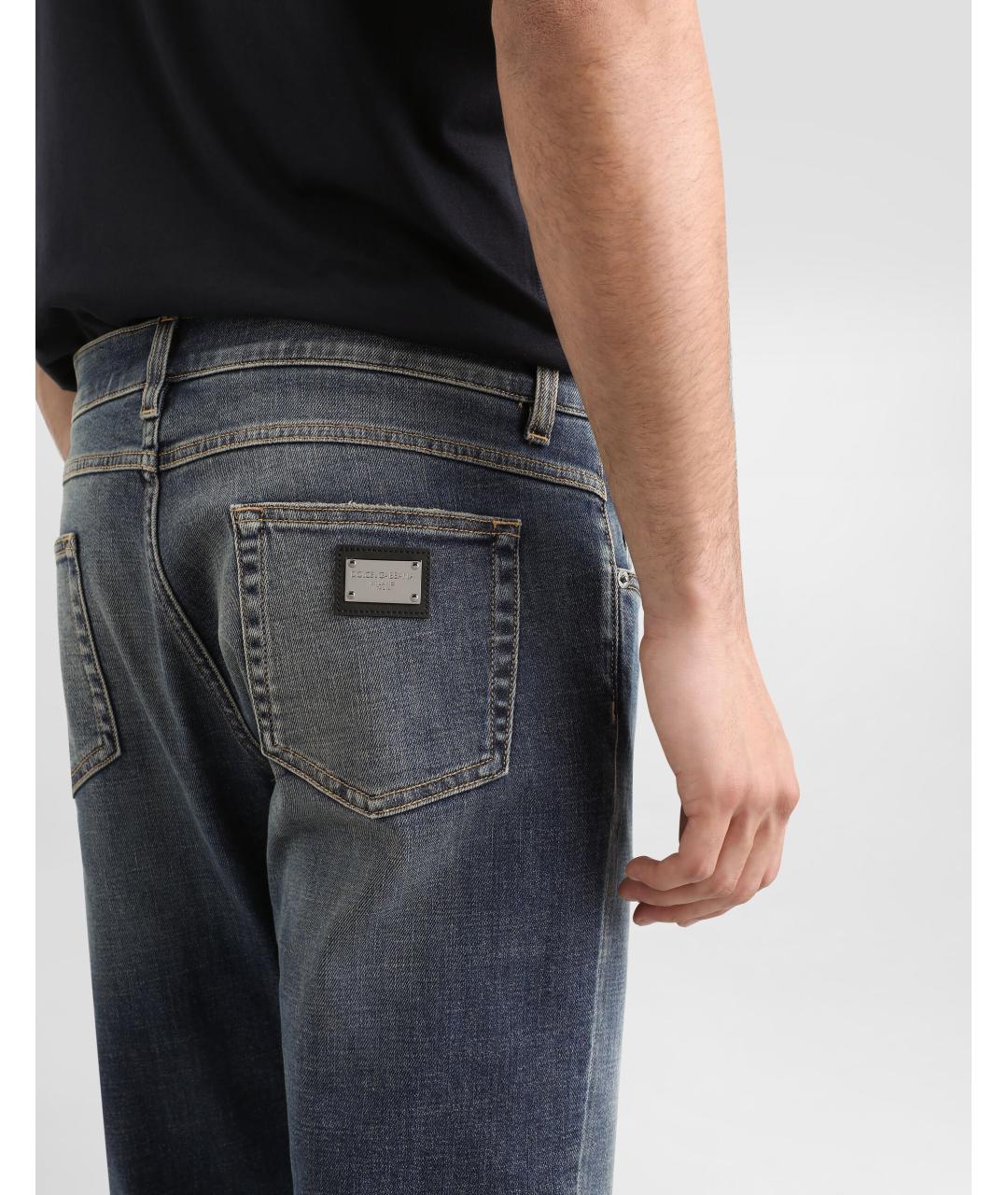 DOLCE&GABBANA Синие хлопковые прямые джинсы, фото 5