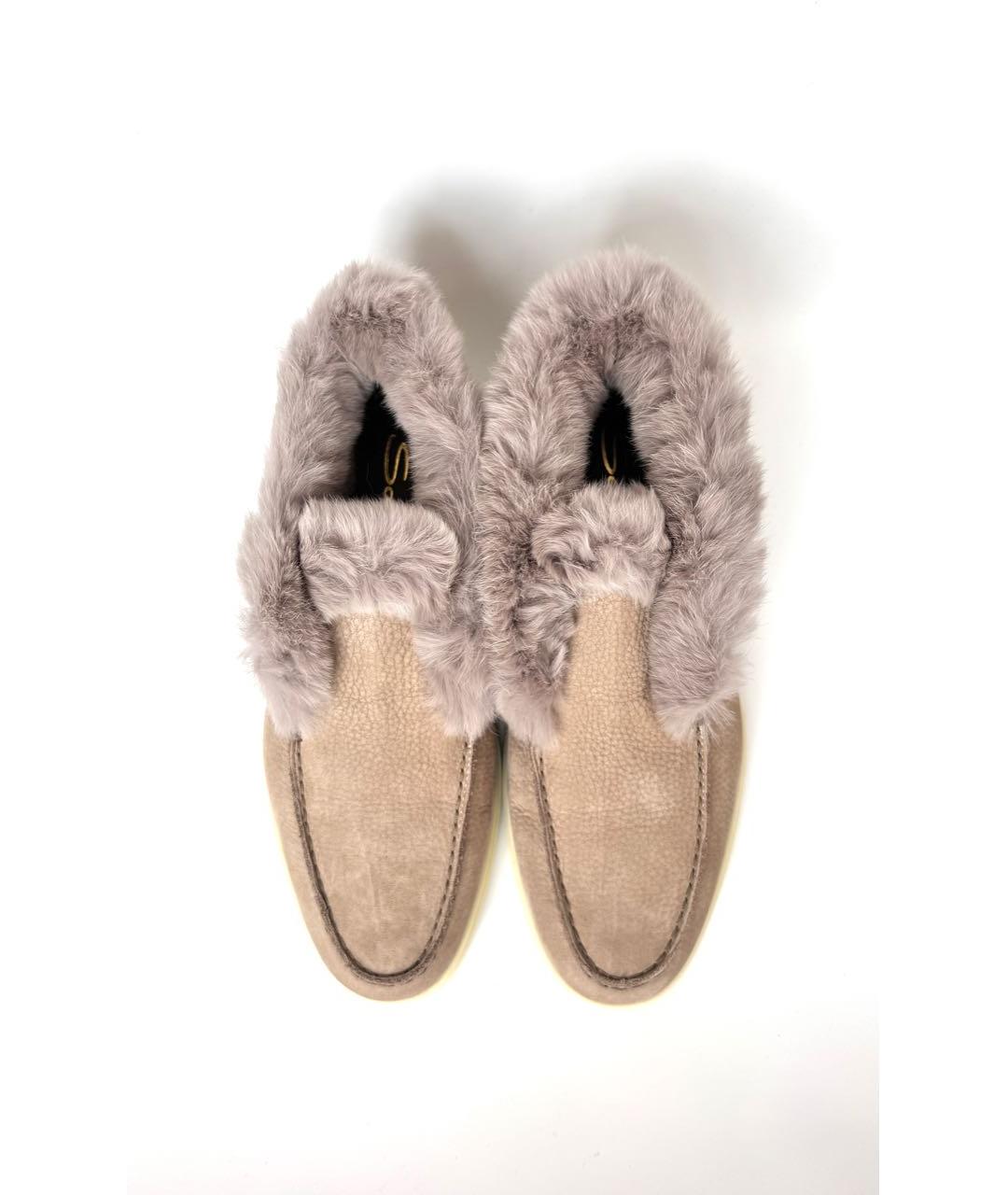 SANTONI Бежевые кожаные ботинки, фото 3