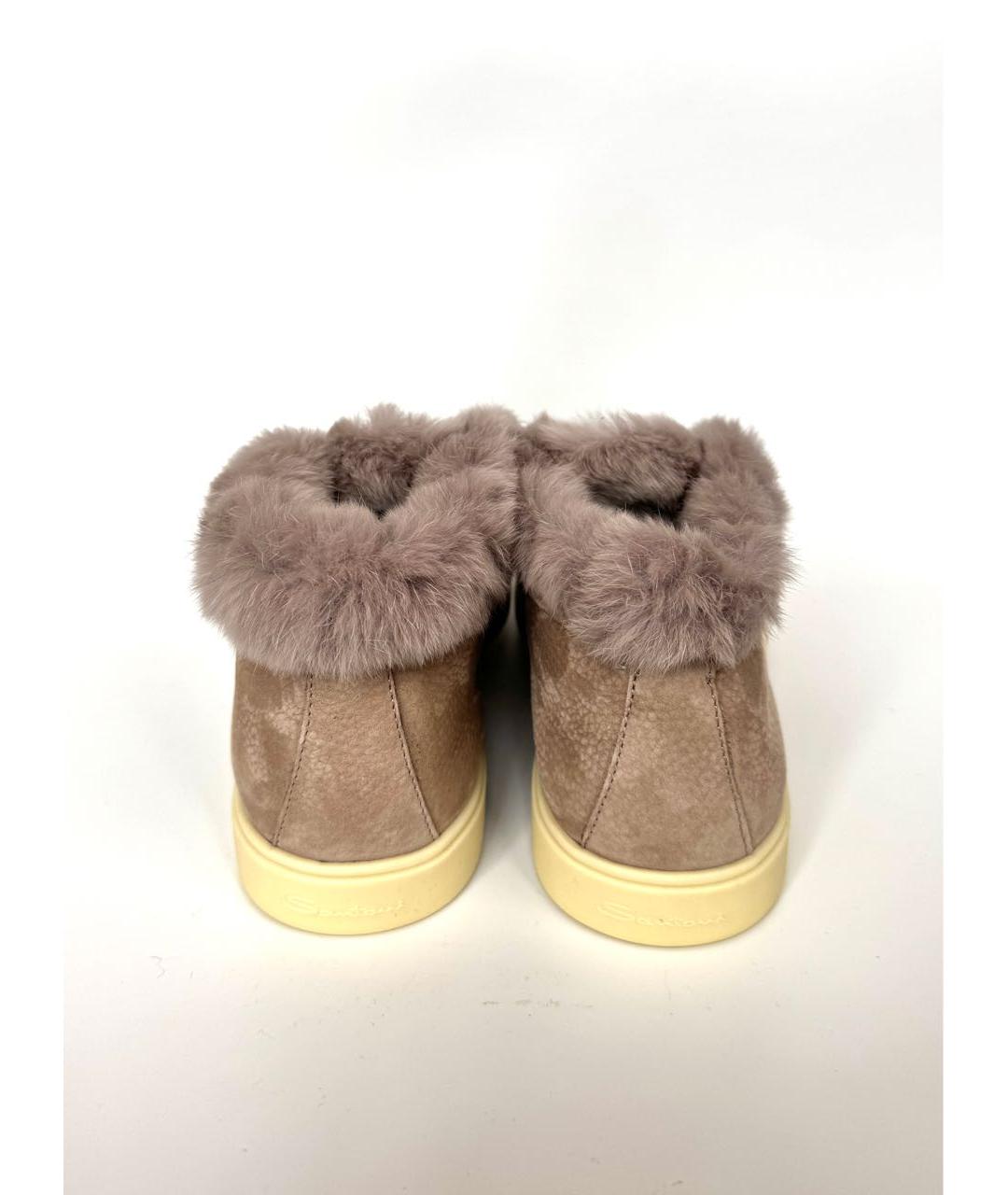 SANTONI Бежевые кожаные ботинки, фото 4