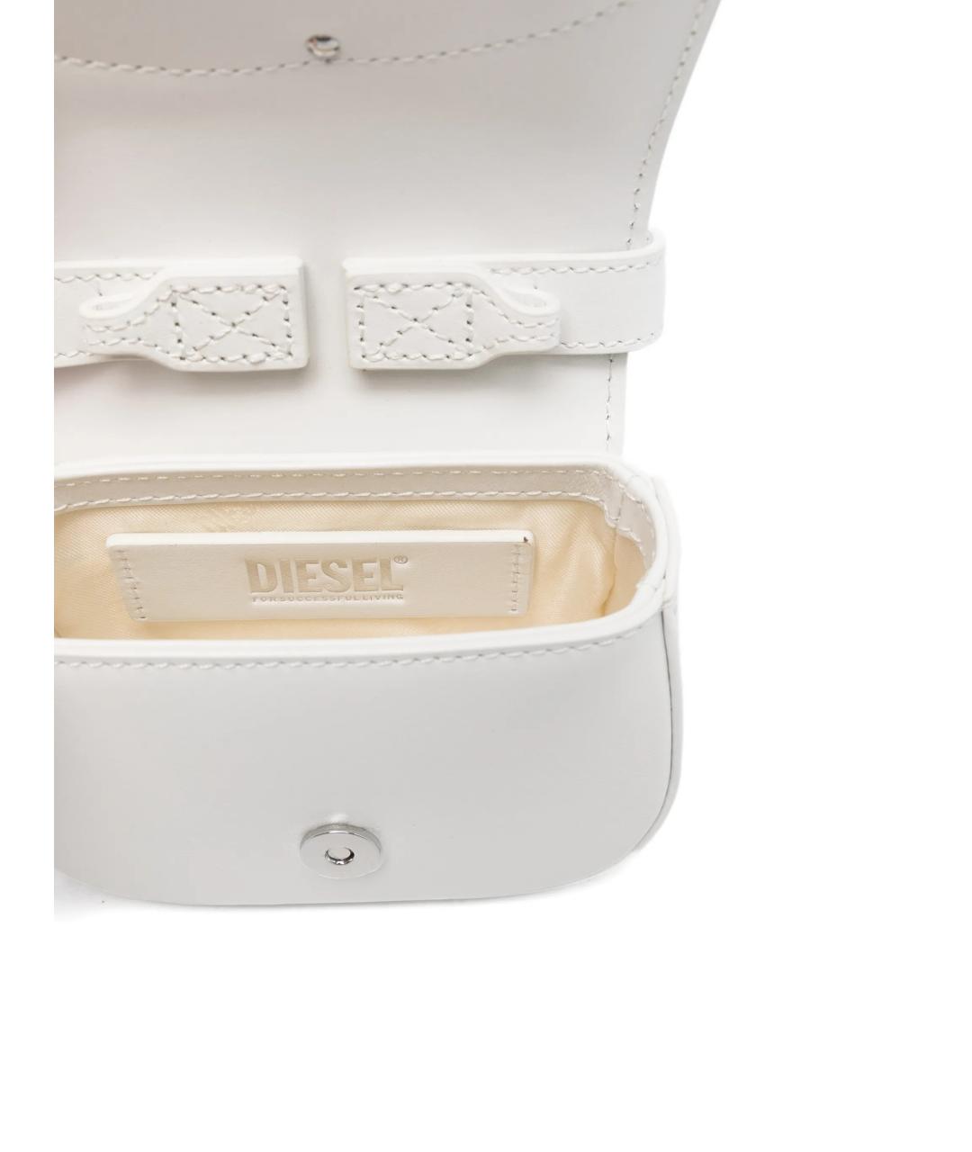 DIESEL Белая кожаная сумка с короткими ручками, фото 5