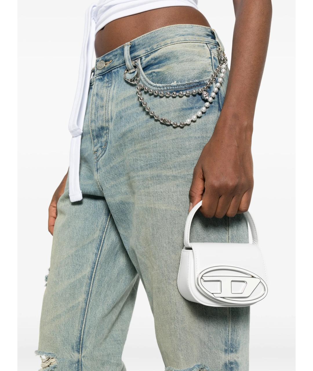 DIESEL Белая кожаная сумка с короткими ручками, фото 2