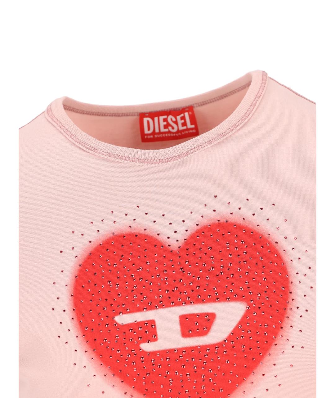 DIESEL Розовая хлопковая футболка, фото 3