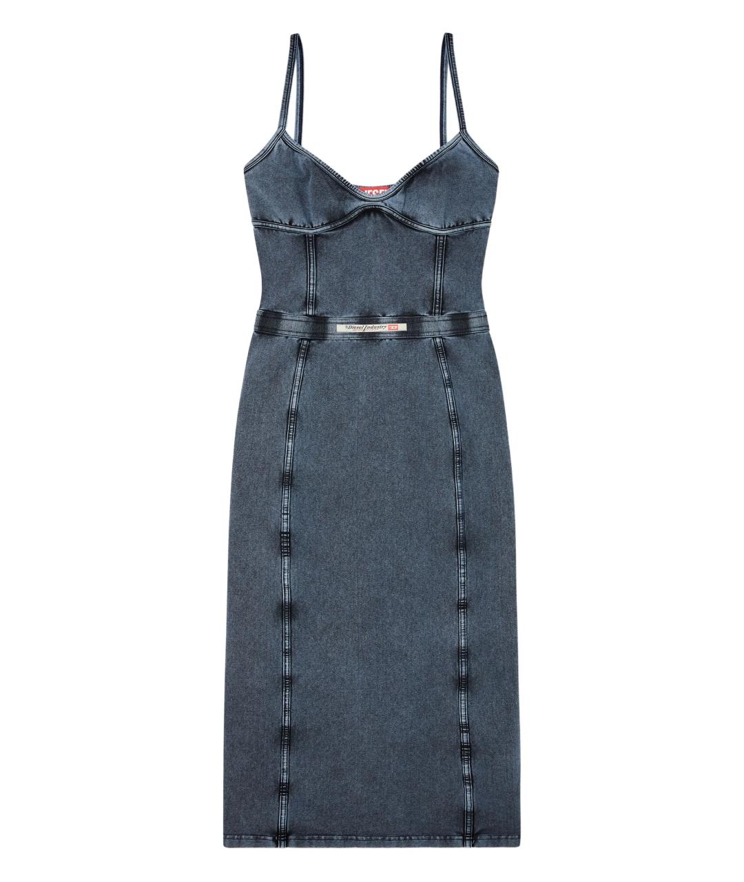 DIESEL Голубое хлопковое повседневное платье, фото 1