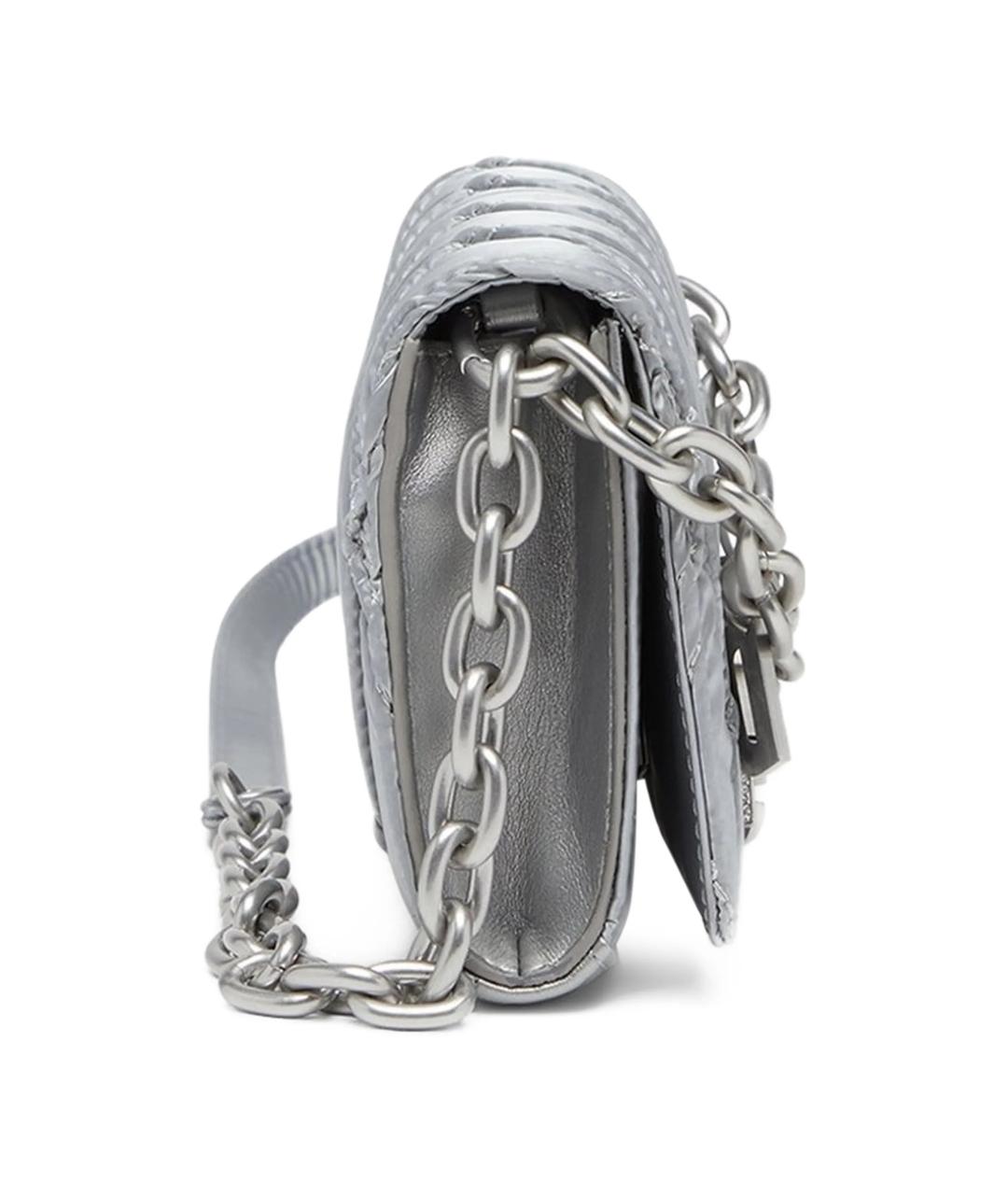 DIESEL Серебряная тканевая сумка через плечо, фото 4