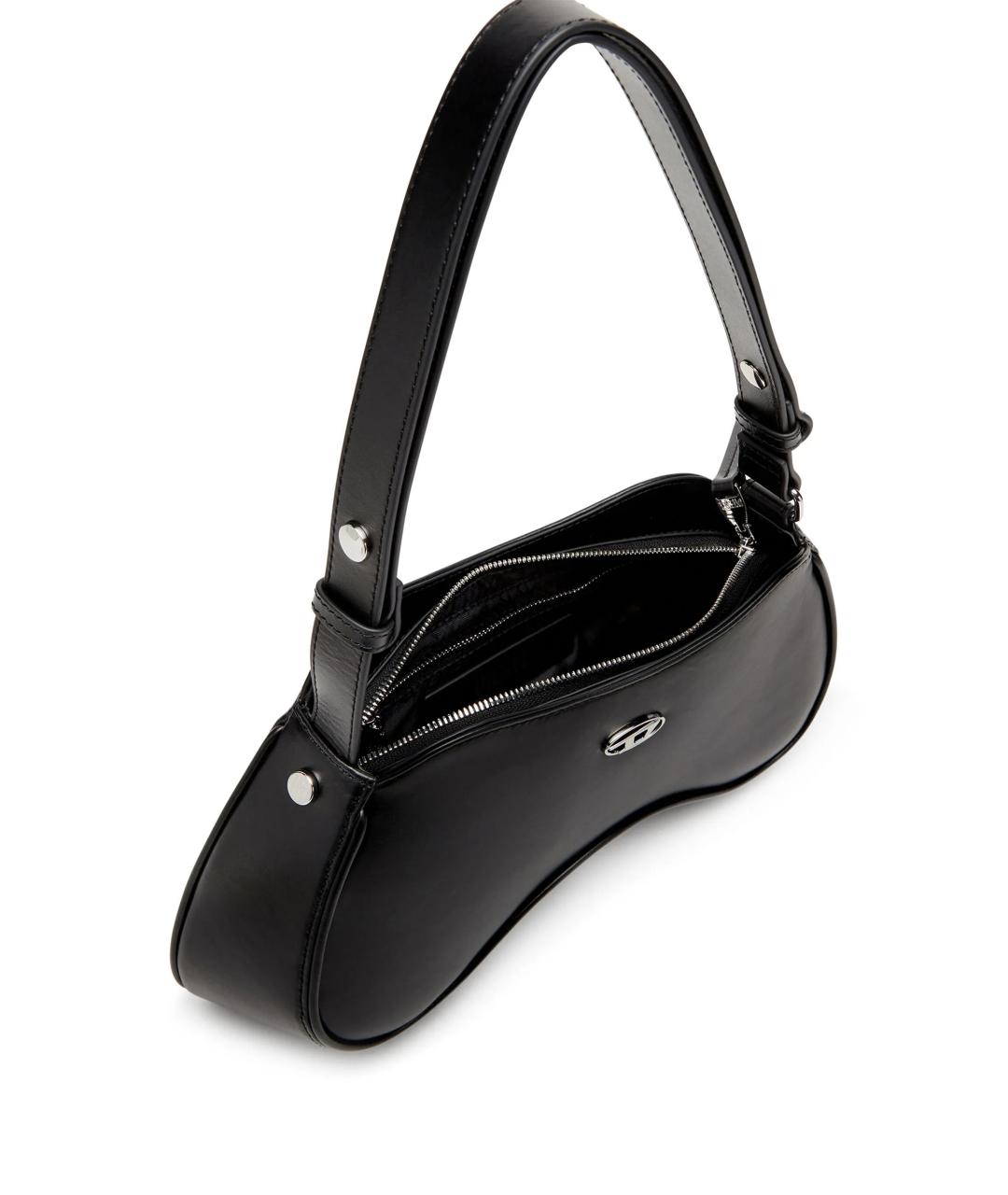 DIESEL Черная кожаная сумка через плечо, фото 3
