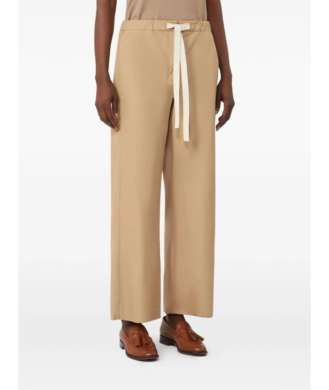 'S MAX MARA Бежевые хлопковые прямые брюки, фото 2