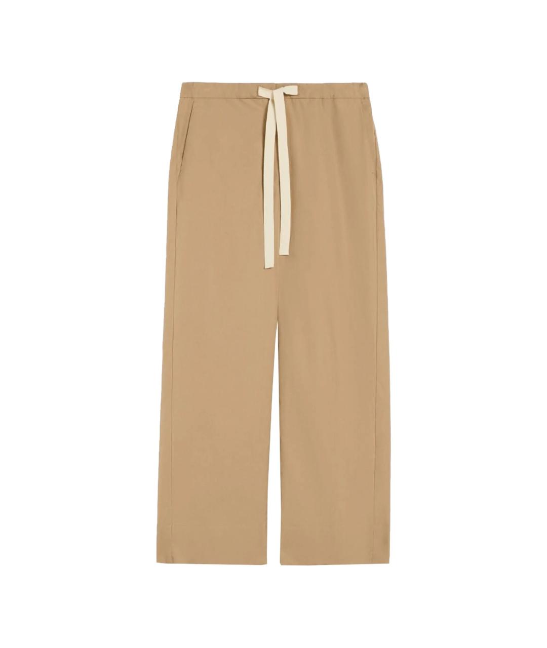 'S MAX MARA Бежевые хлопковые прямые брюки, фото 4