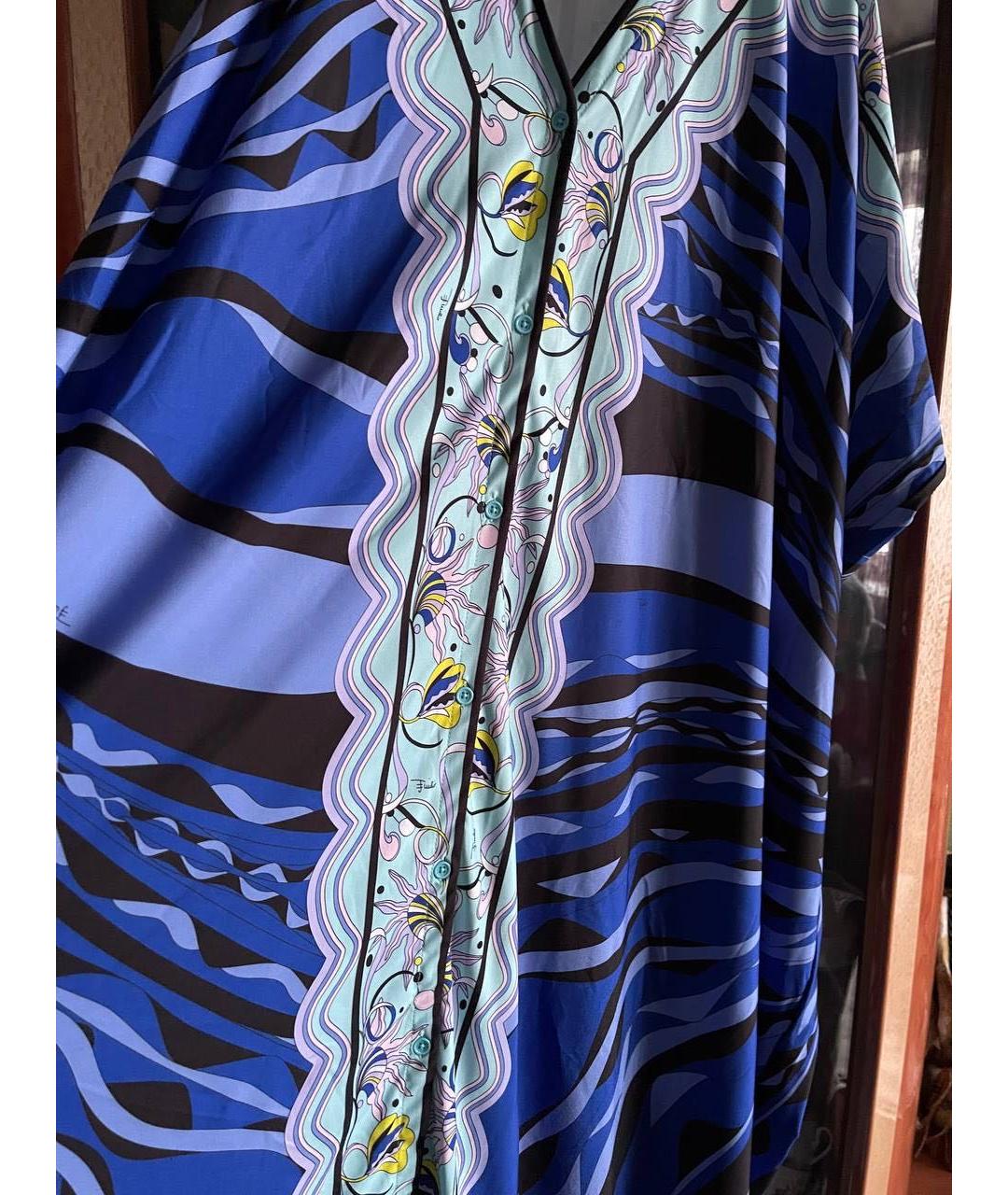 EMILIO PUCCI Синяя шелковая туника, фото 2