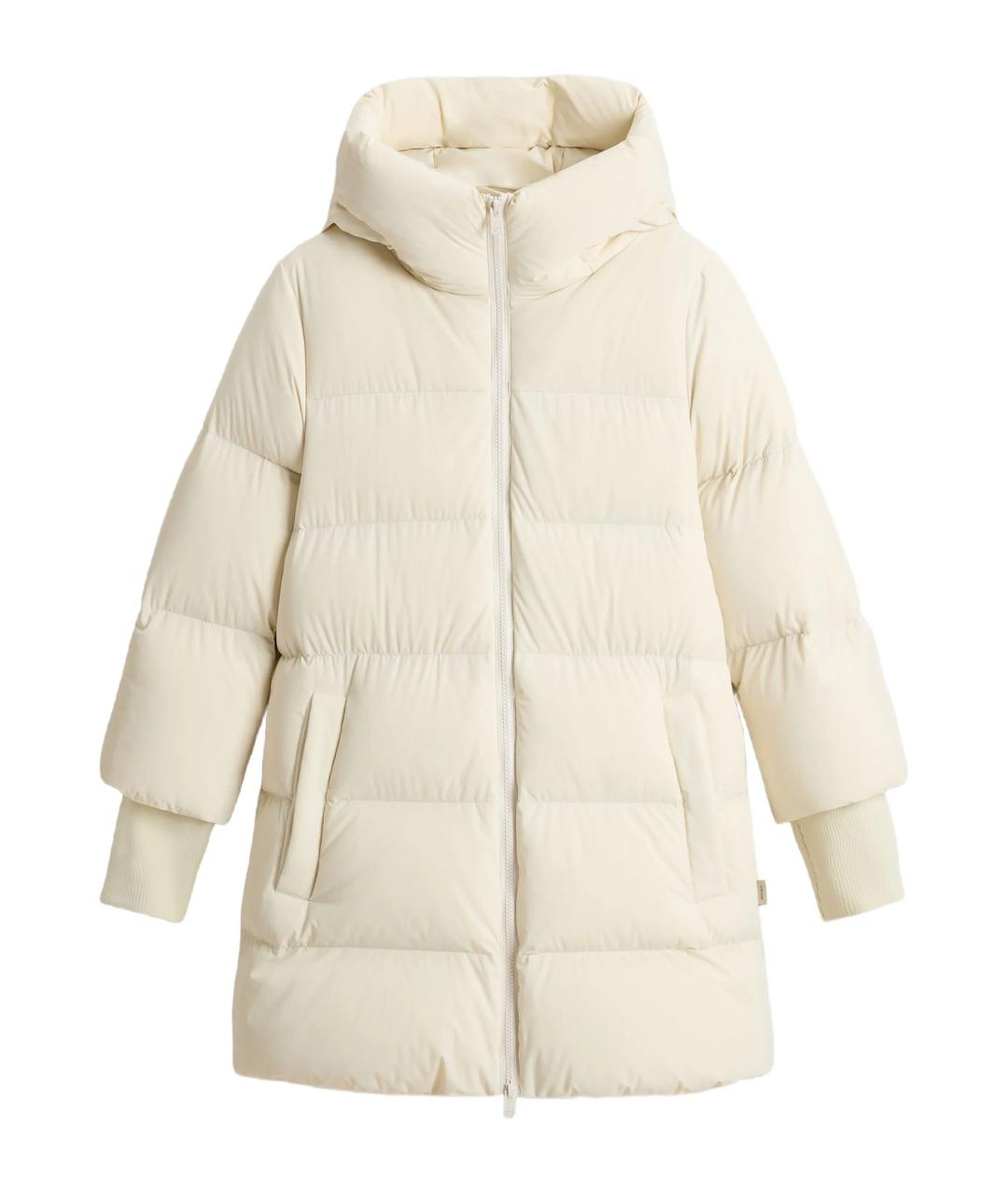 WOOLRICH Бежевый полиамидовый пуховик, фото 1