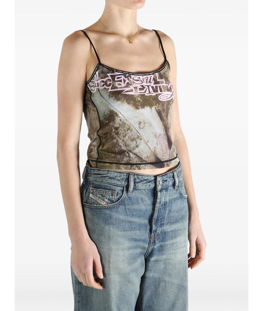 DIESEL Коричневая вискозная майка, фото 3