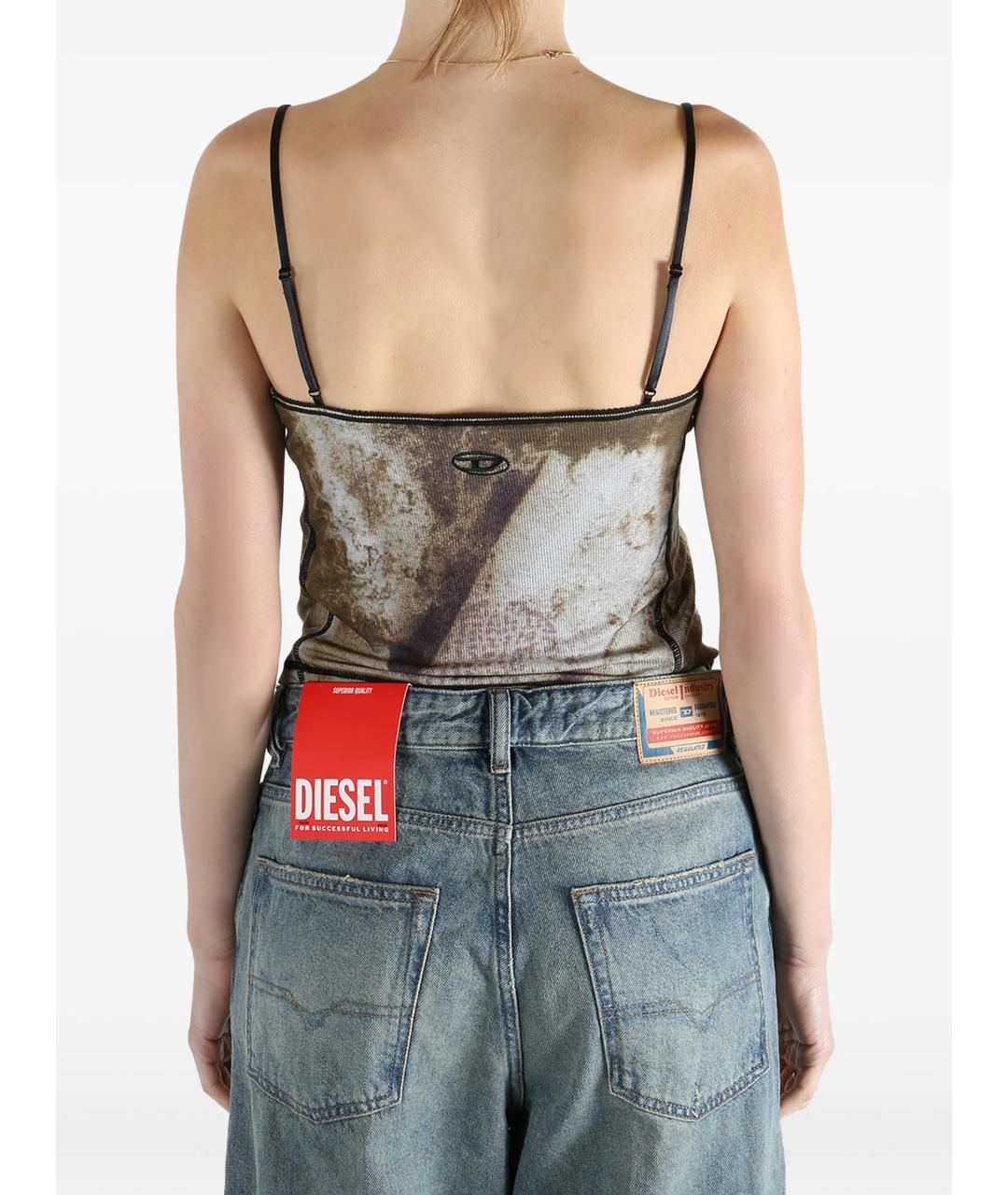 DIESEL Коричневая вискозная майка, фото 4