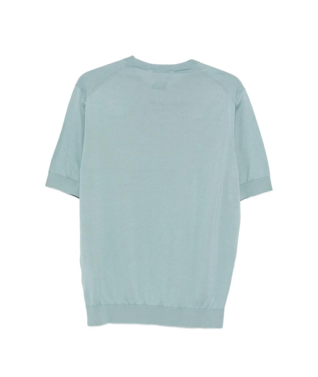 LARDINI Голубая хлопковая футболка, фото 2