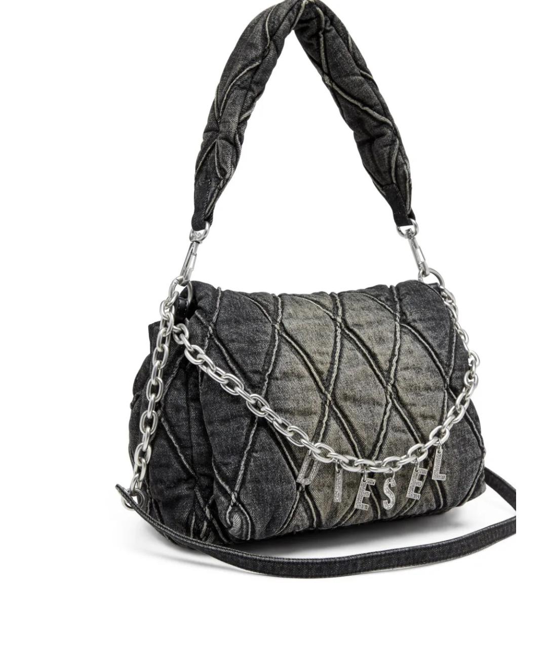 DIESEL Черная хлопковая сумка через плечо, фото 4