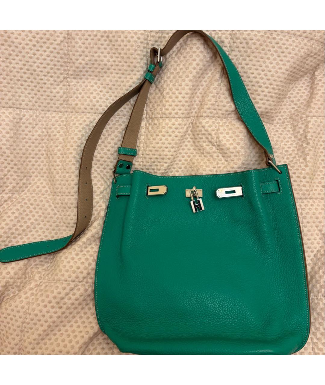HERMES Зеленая кожаная сумка через плечо, фото 6