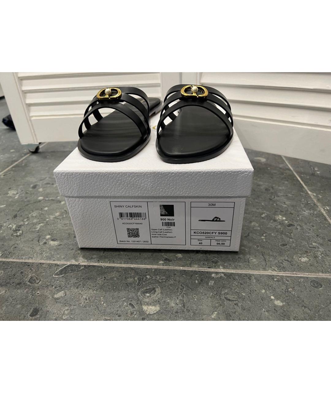 CHRISTIAN DIOR Черные кожаные сабо, фото 2