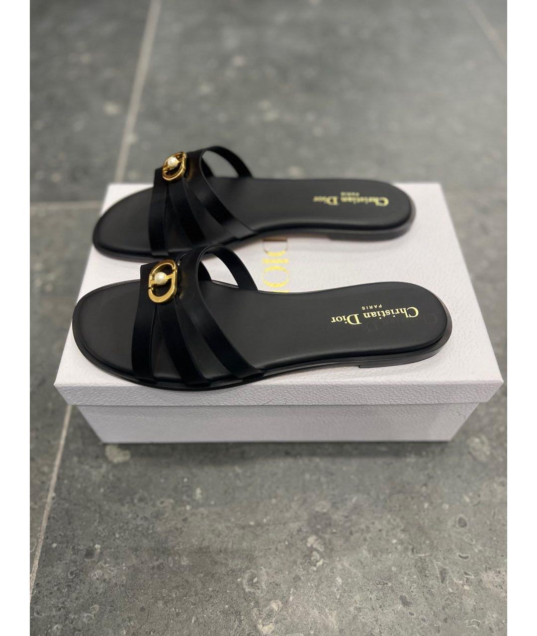 CHRISTIAN DIOR Черные кожаные сабо, фото 7