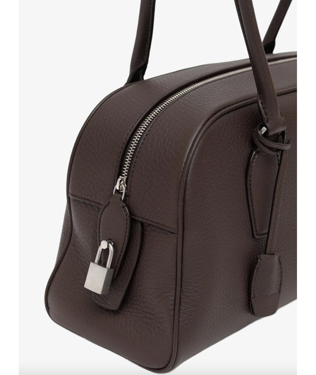 THE ROW Коричневая кожаная сумка с короткими ручками, фото 3