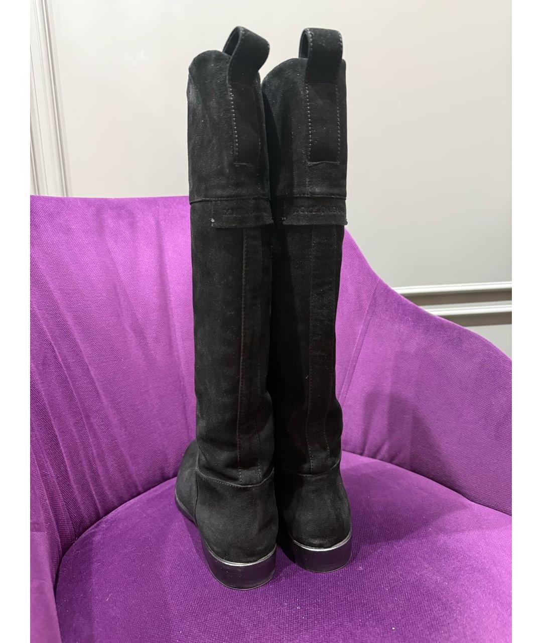 DOLCE&GABBANA Черные замшевые сапоги, фото 2