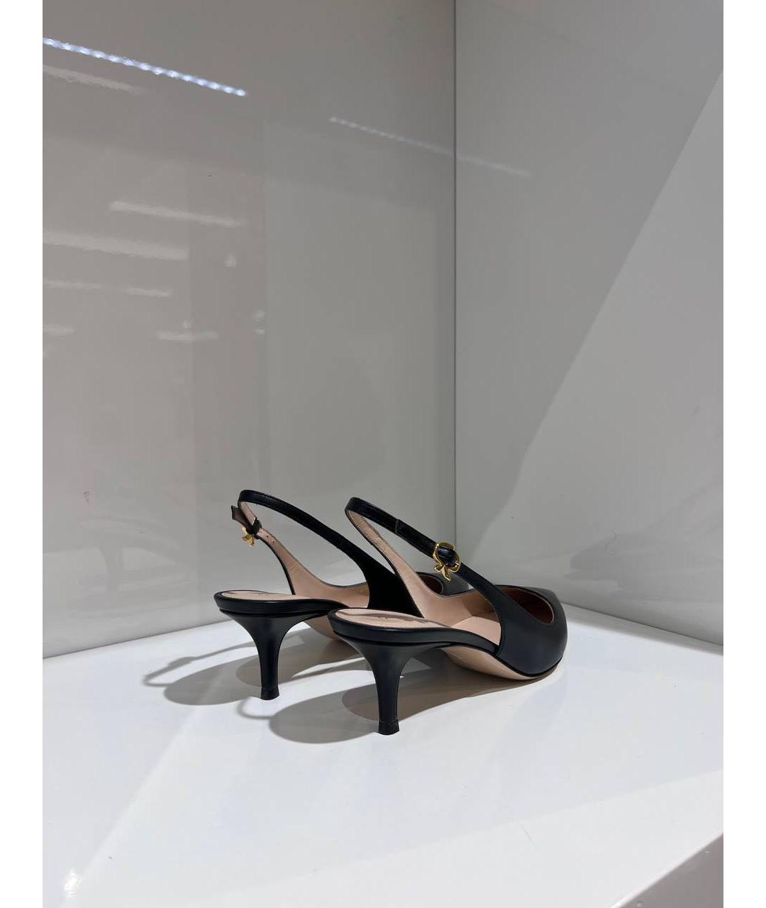 GIANVITO ROSSI Черные кожаные лодочки на низком каблуке, фото 3