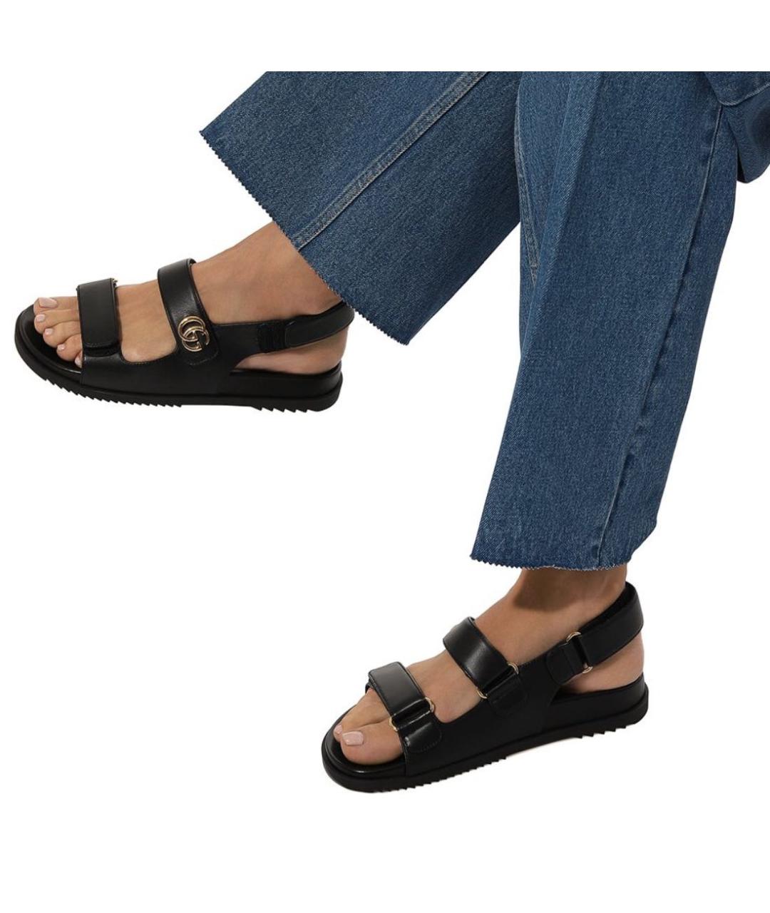 GUCCI Черные кожаные сандалии, фото 4