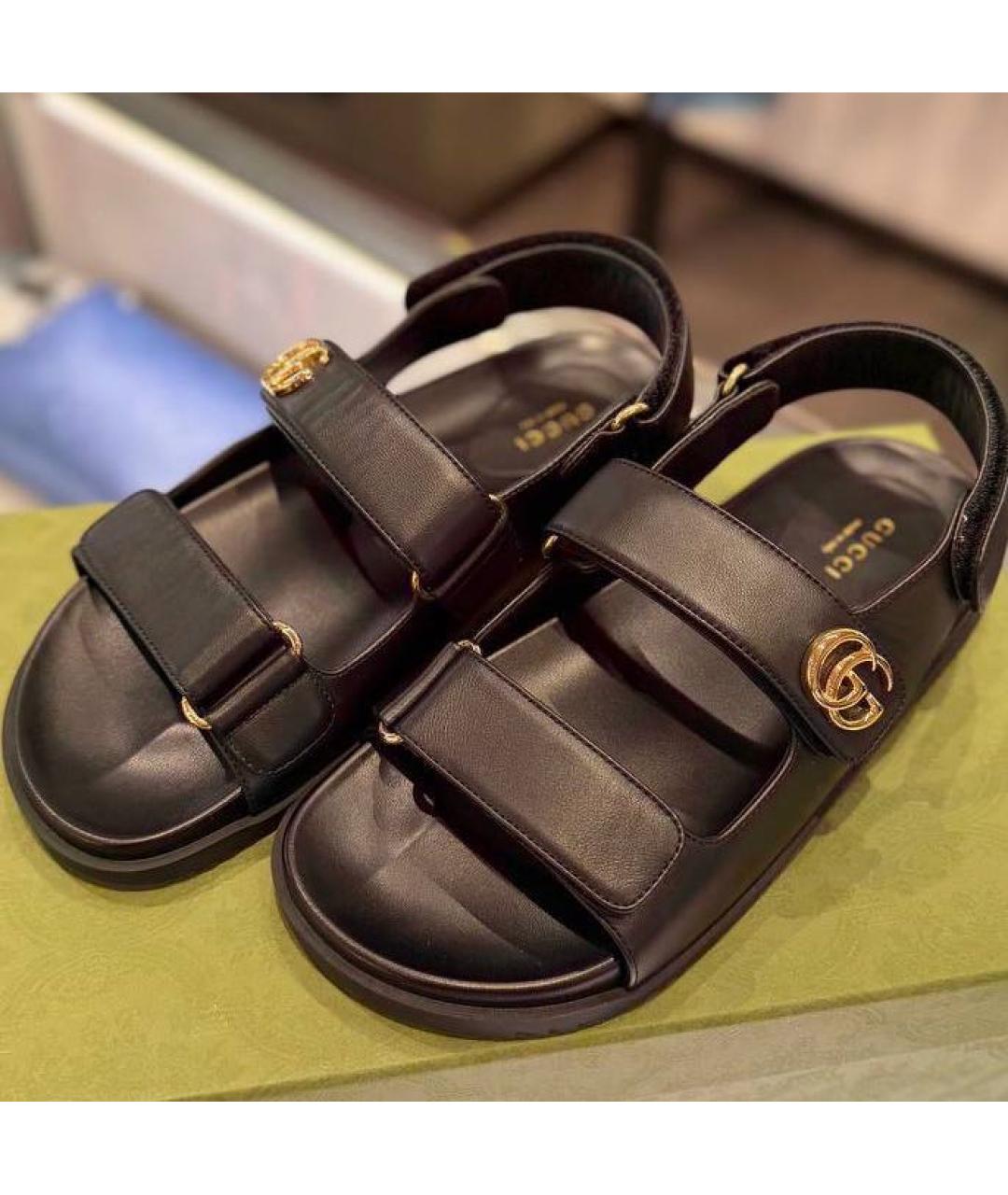 GUCCI Черные кожаные сандалии, фото 3