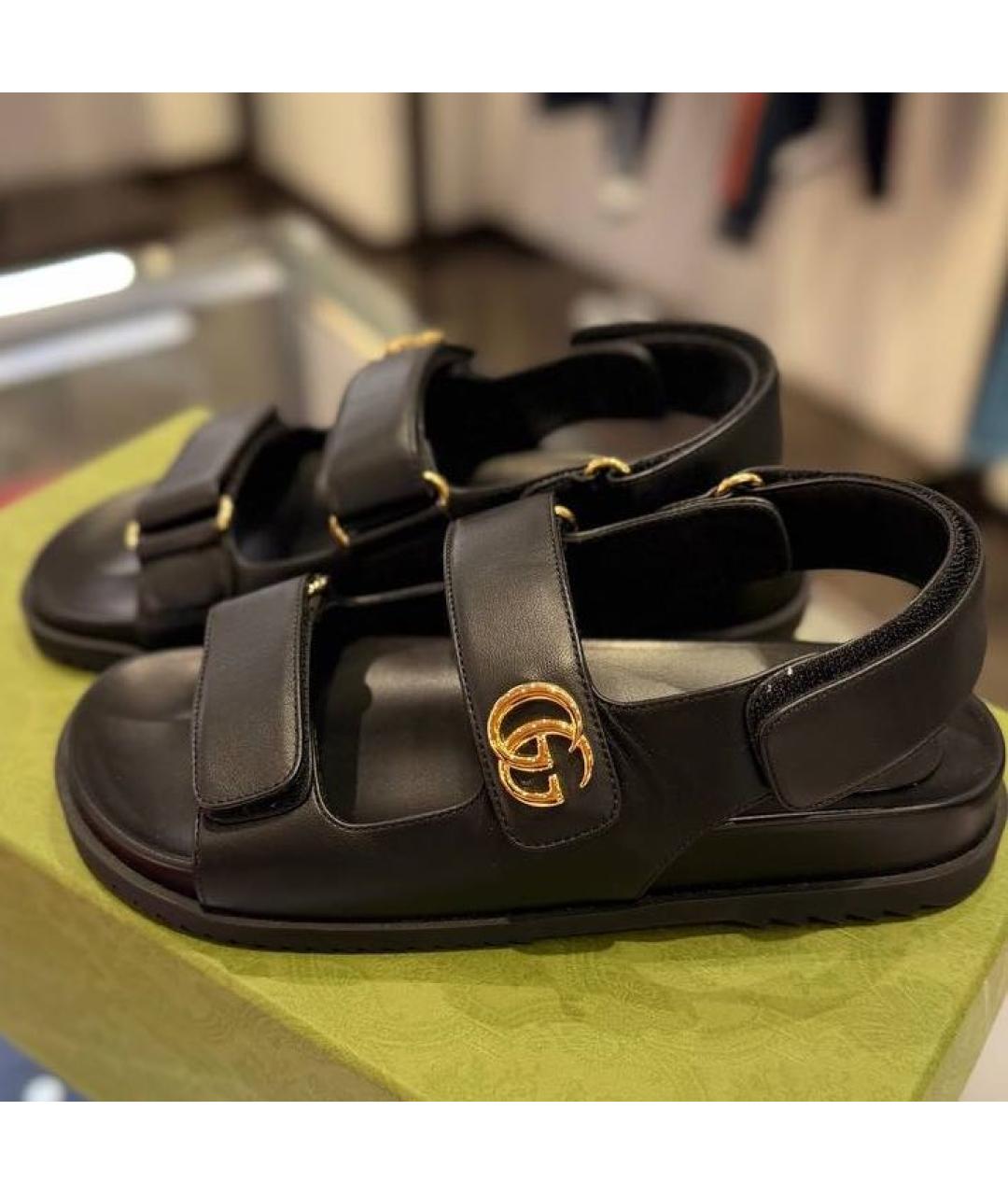 GUCCI Черные кожаные сандалии, фото 6