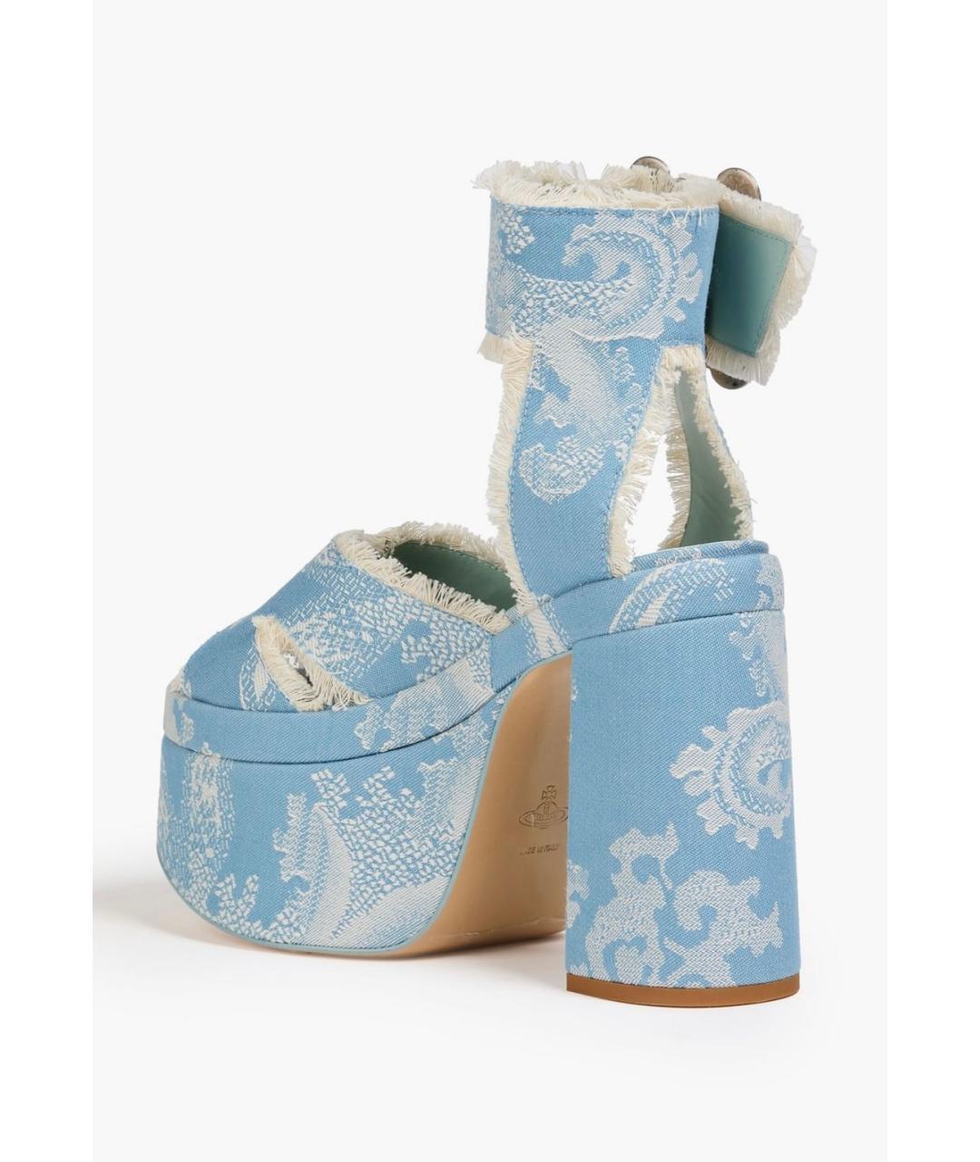 VIVIENNE WESTWOOD Голубые текстильные босоножки, фото 4