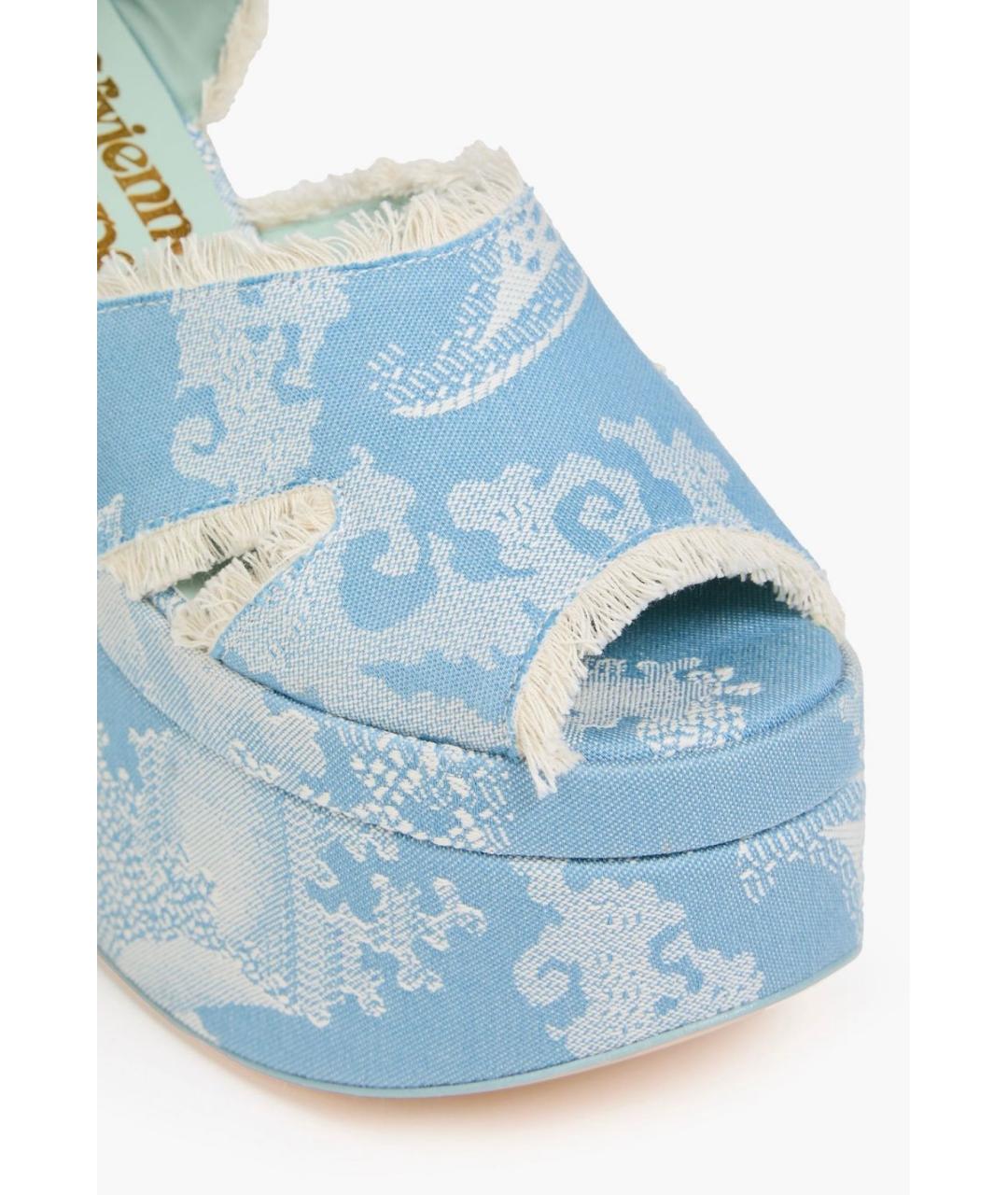 VIVIENNE WESTWOOD Голубые текстильные босоножки, фото 3