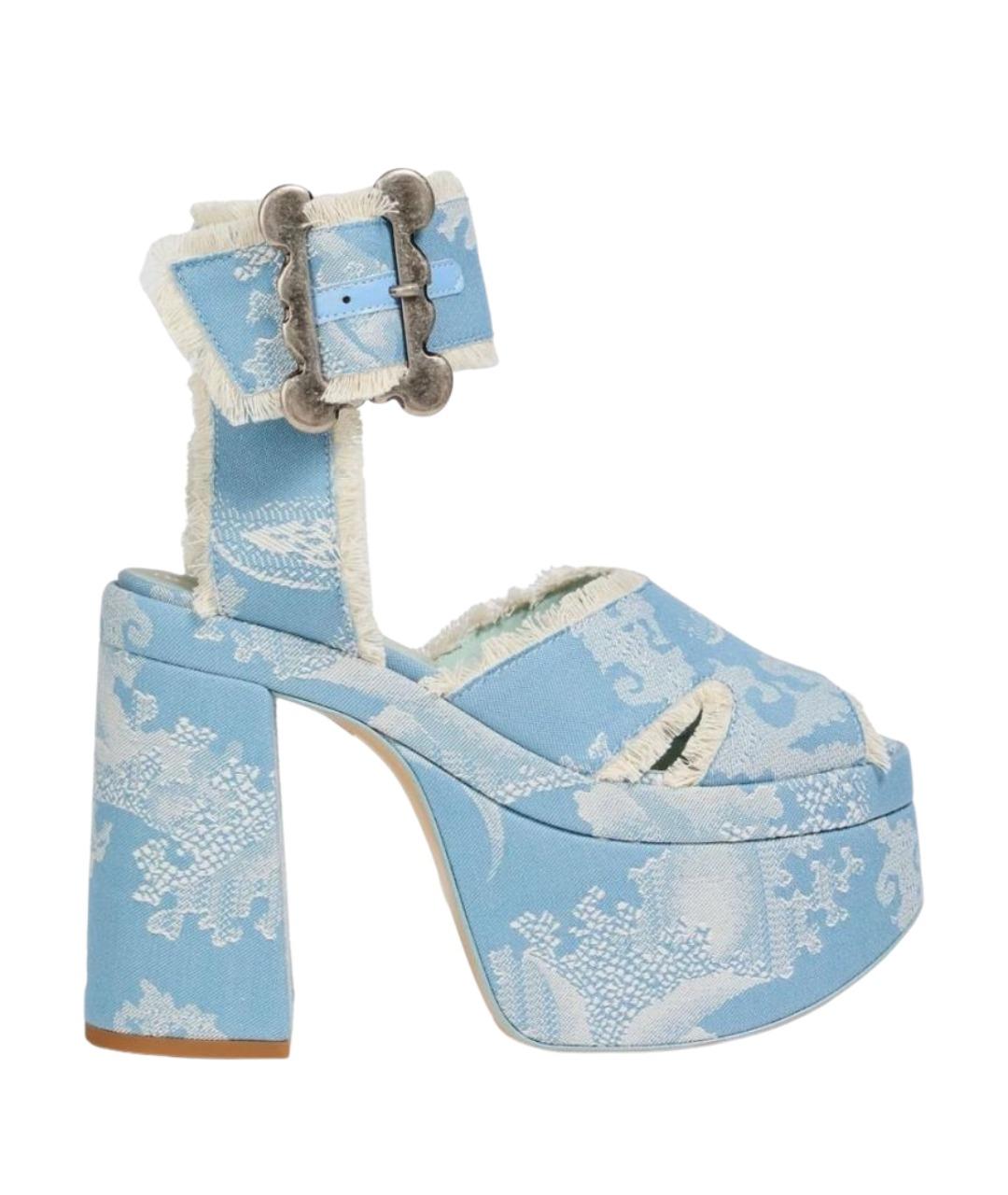VIVIENNE WESTWOOD Голубые текстильные босоножки, фото 1