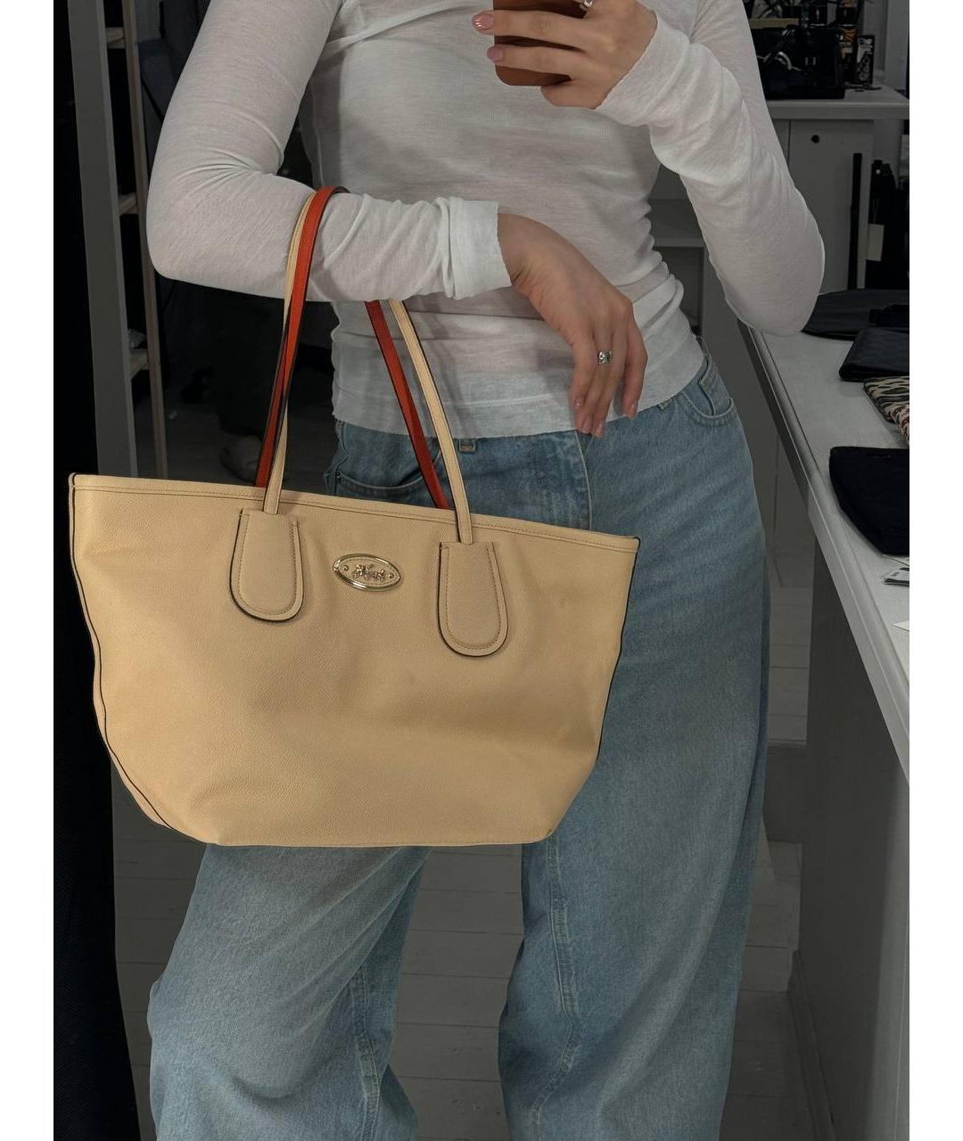 COACH Бежевая сумка тоут, фото 6