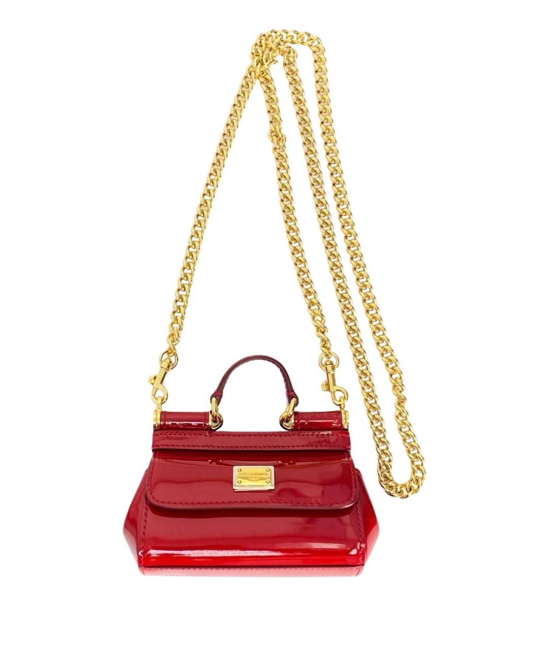 DOLCE&GABBANA Красная сумка через плечо из лакированной кожи, фото 1