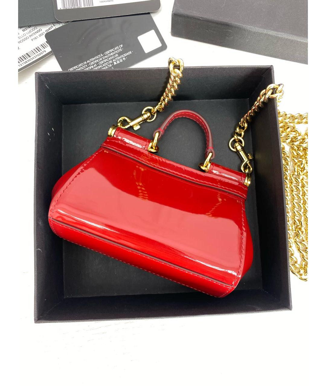 DOLCE&GABBANA Красная сумка через плечо из лакированной кожи, фото 4