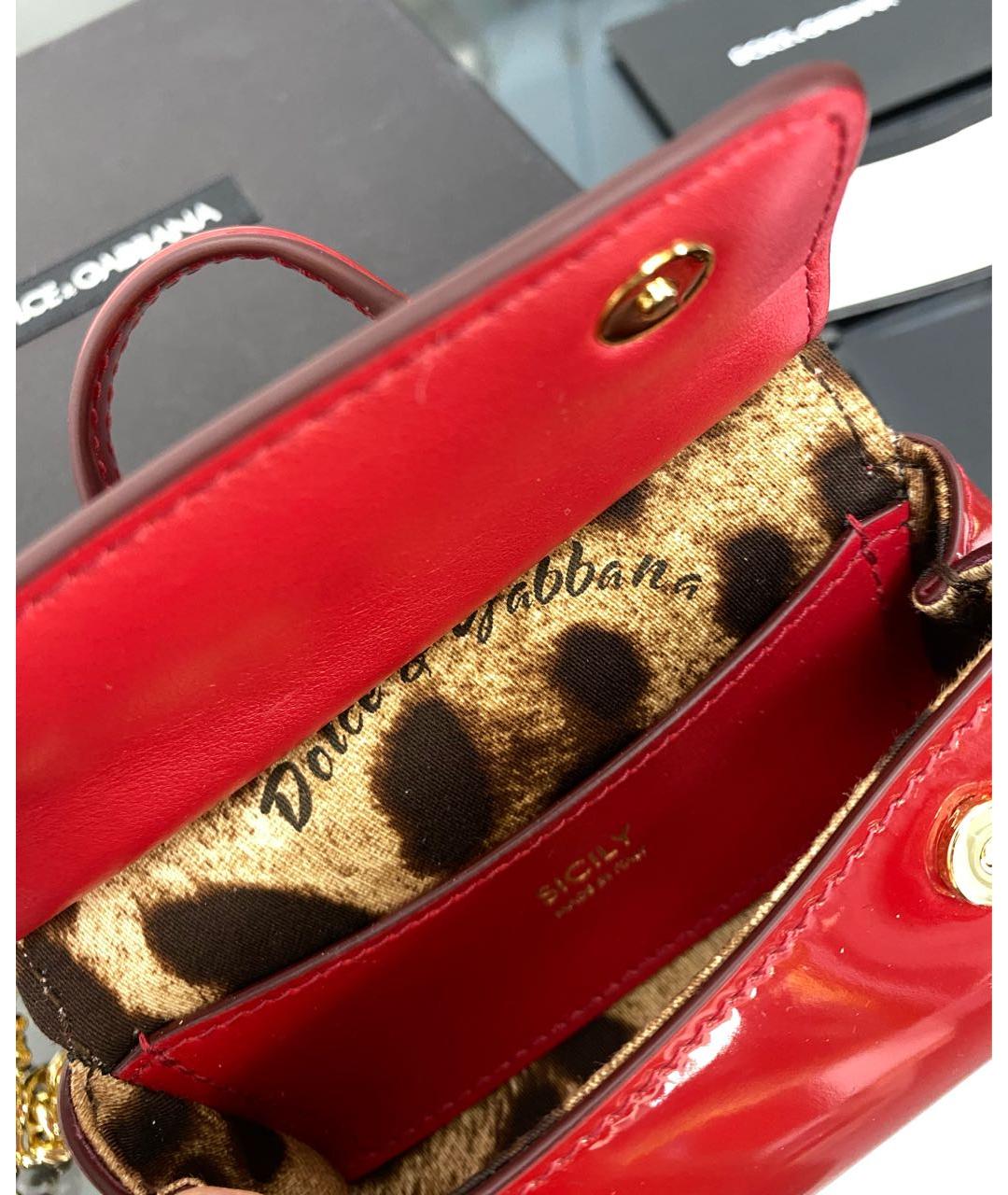 DOLCE&GABBANA Красная сумка через плечо из лакированной кожи, фото 5