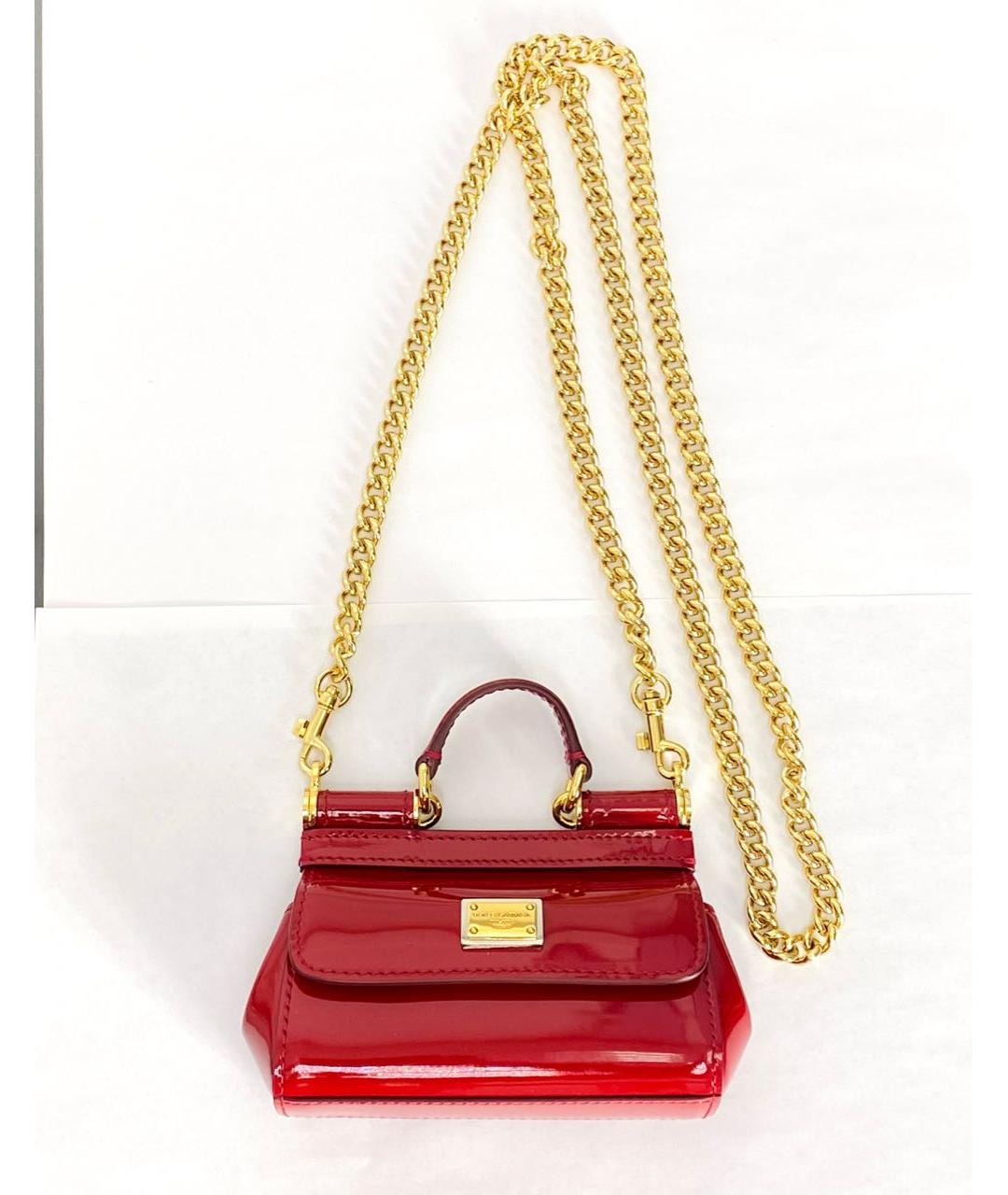 DOLCE&GABBANA Красная сумка через плечо из лакированной кожи, фото 2