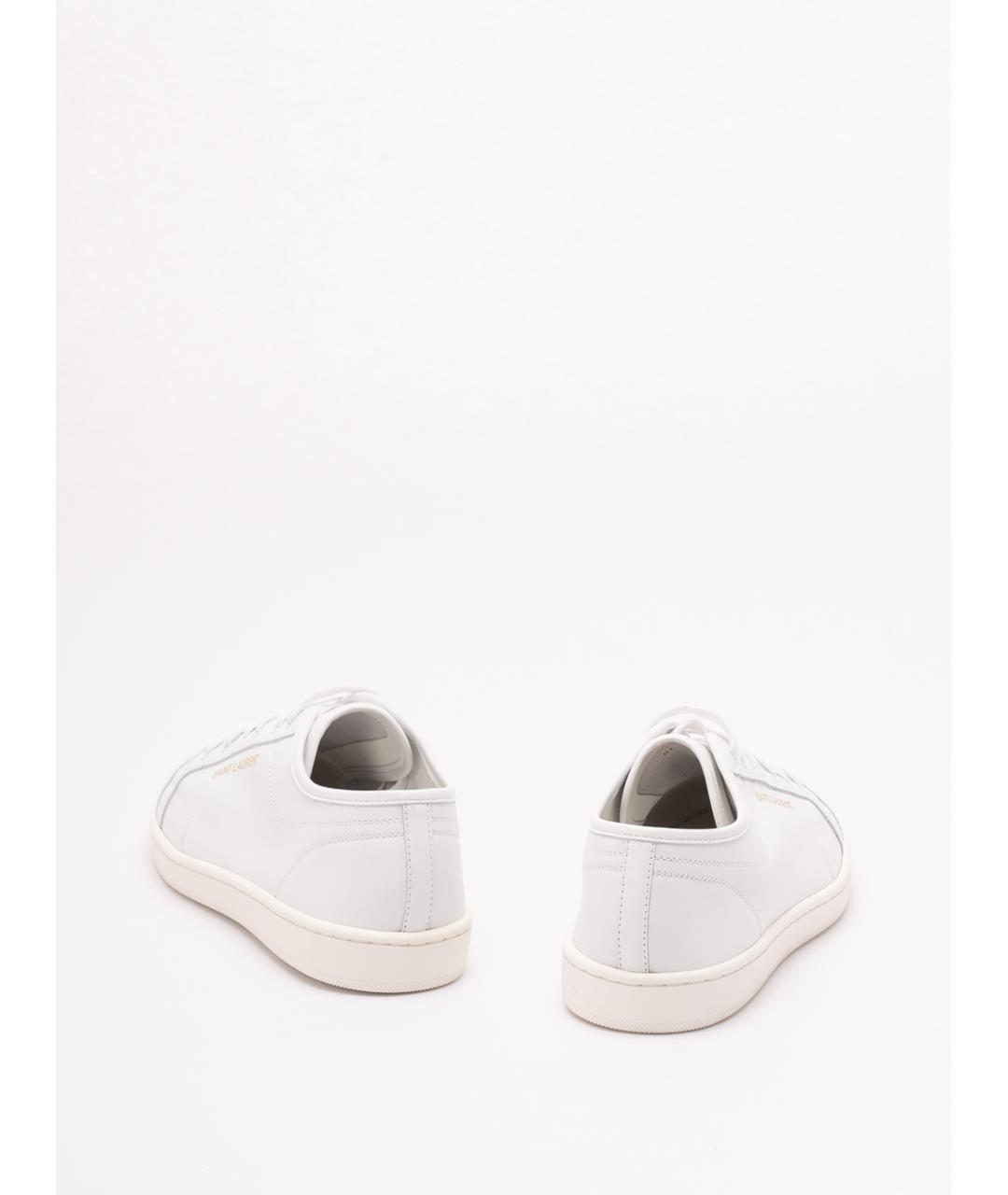 SAINT LAURENT Белые кожаные низкие кроссовки / кеды, фото 3