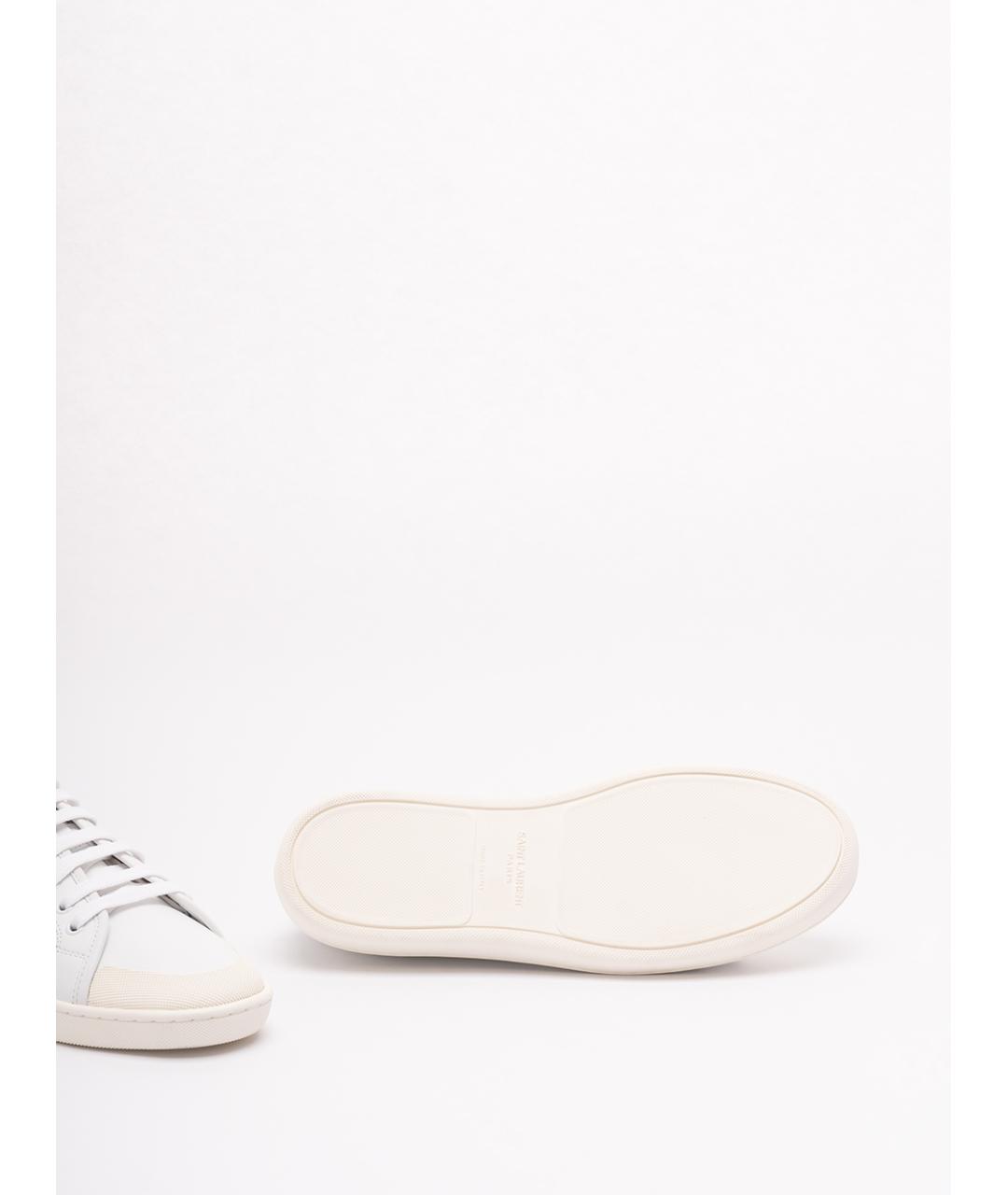 SAINT LAURENT Белые кожаные низкие кроссовки / кеды, фото 4