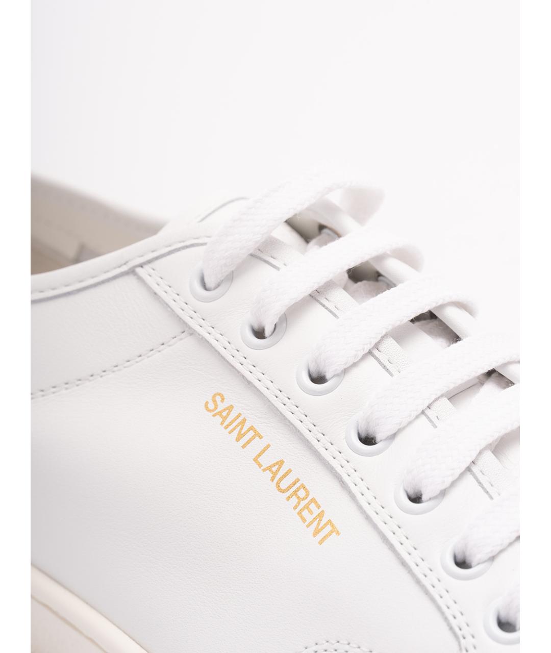 SAINT LAURENT Белые кожаные низкие кроссовки / кеды, фото 5