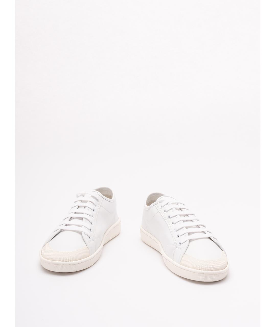 SAINT LAURENT Белые кожаные низкие кроссовки / кеды, фото 2