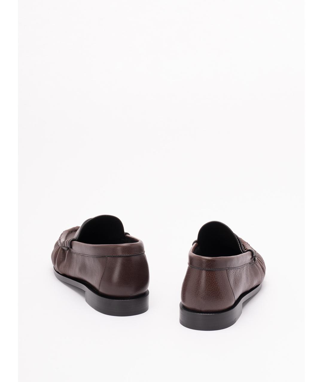 SAINT LAURENT Коричневые кожаные лоферы, фото 3