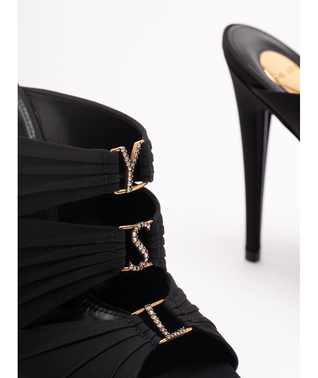 SAINT LAURENT Черные текстильные мюли, фото 5