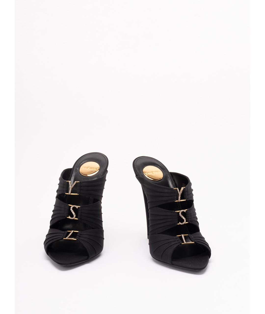 SAINT LAURENT Черные текстильные мюли, фото 2