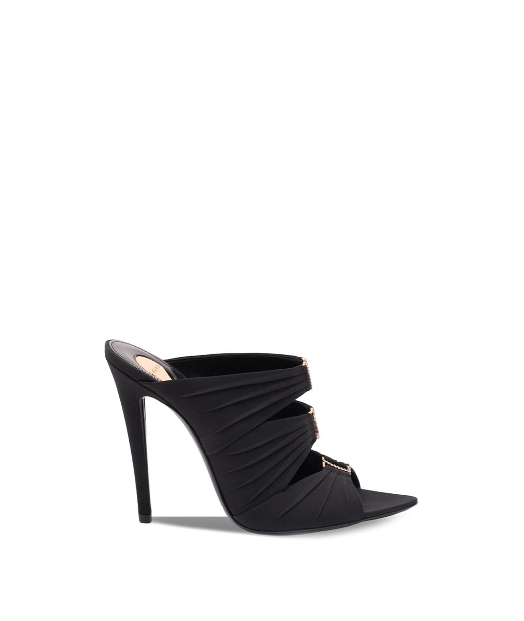 SAINT LAURENT Черные текстильные мюли, фото 1