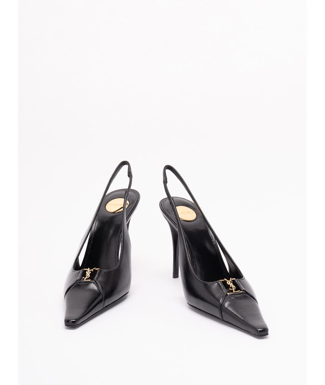 SAINT LAURENT Черные кожаные туфли, фото 2