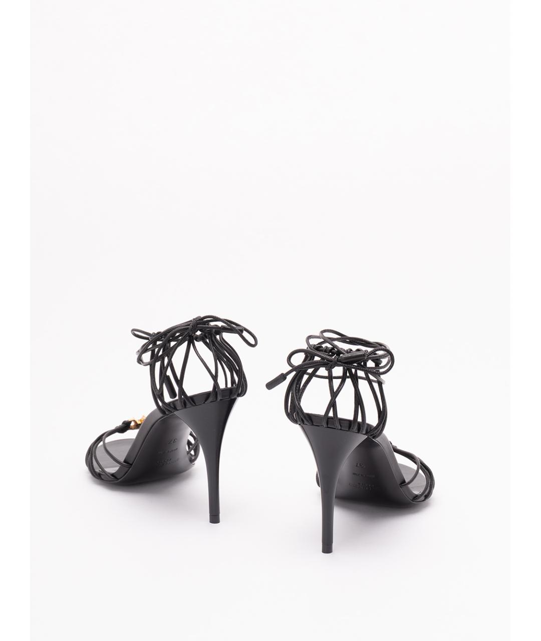 SAINT LAURENT Черные кожаные босоножки, фото 3