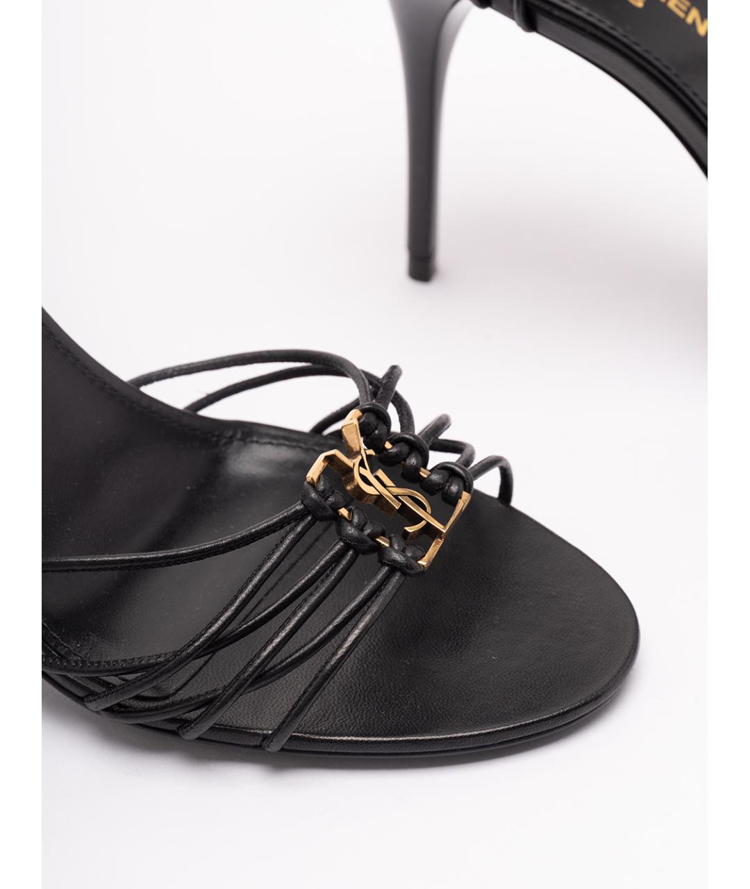 SAINT LAURENT Черные кожаные босоножки, фото 5